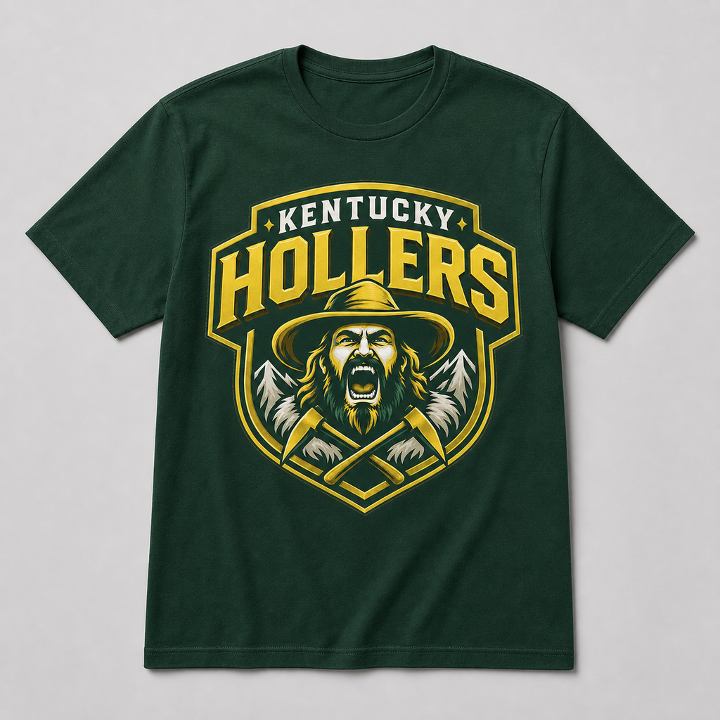 Green Kentucky Hollers green and gold logo T-shirt